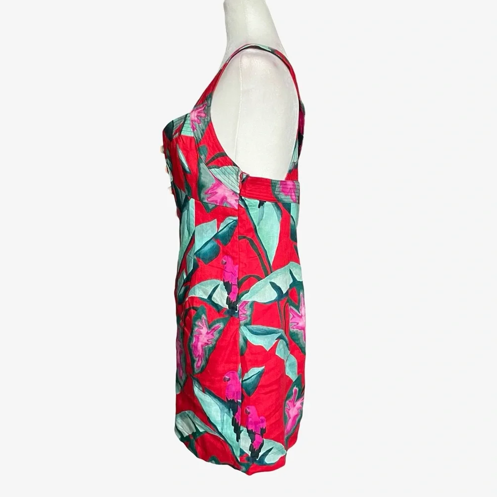 FARM Rio Summer Foliage Cross Back Mini Dress Red Medium NWT - Picture 7 of 16